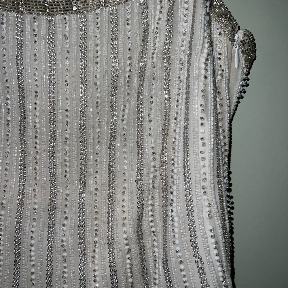Retrofête White Sequin Feather Mini Dress - Picture 4 of 8